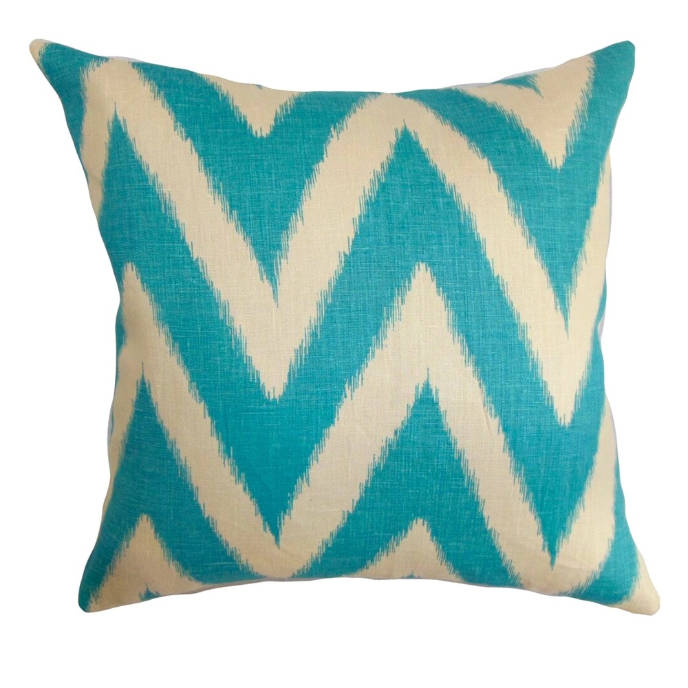 The Pillow Collection Bakana zig zag aqua Throw Pillow NWOT